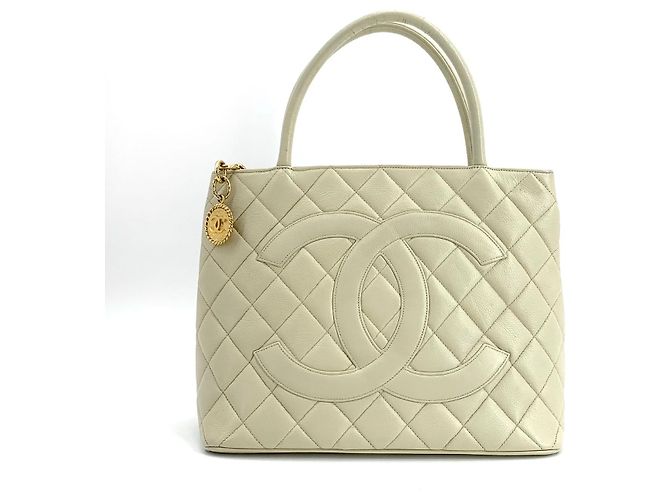 Chanel Borsa Tote Caviar Medallion Coin Bag Bianco - vista 2