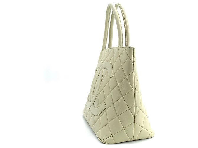 Chanel Borsa Tote Caviar Medallion Coin Bag Bianco - vista 5