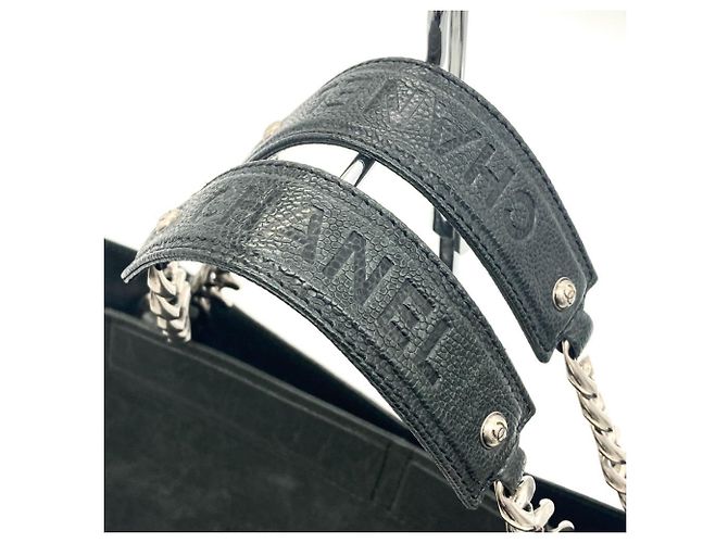 Borsa Tote con catena Chanel in pelle di vitello martellata nera Nero - vista 11