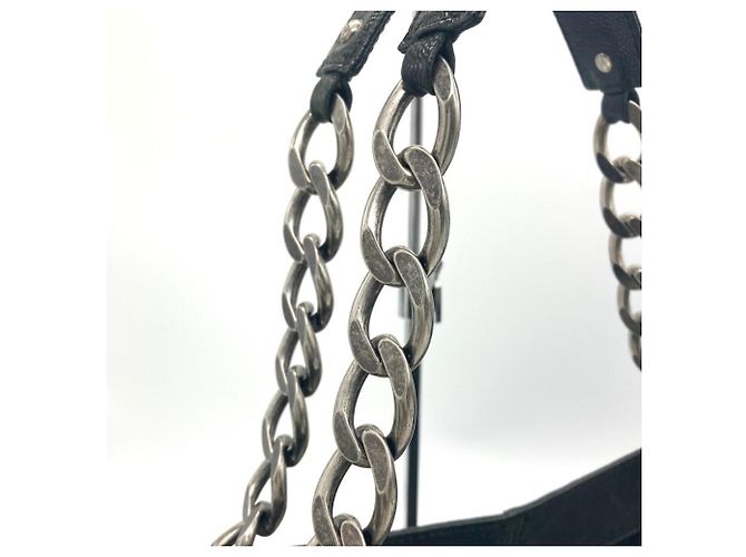 Borsa Tote con catena Chanel in pelle di vitello martellata nera Nero - vista 12