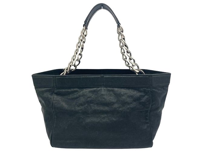 Borsa Tote con catena Chanel in pelle di vitello martellata nera Nero - vista 3