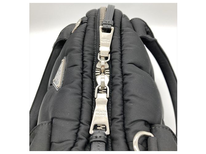 Bolsa de Mão 2-Way Prada Tessuto Bomber Preto - vista 5