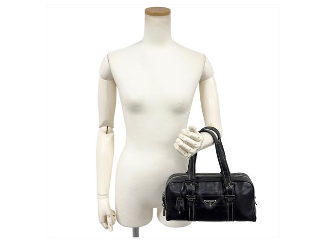 Borsa a mano Prada Mini Boston in pelle nera Nero - vista 13