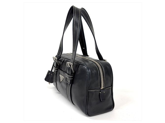 Borsa a mano Prada Mini Boston in pelle nera Nero - vista 2