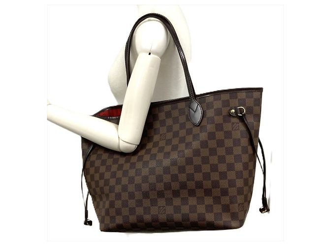 Borsa Tote Louis Vuitton Neverfull MM Marrone Damier ebene - vista 11
