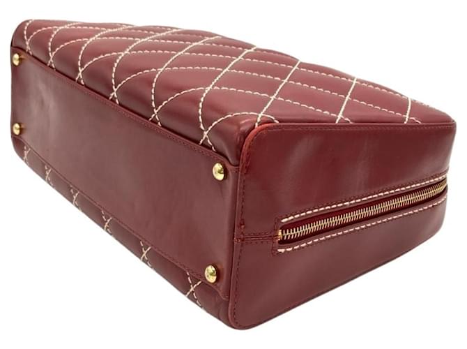 Borsa Chanel Coco Mark Wild Stitch Rosso Bordò - vista 3