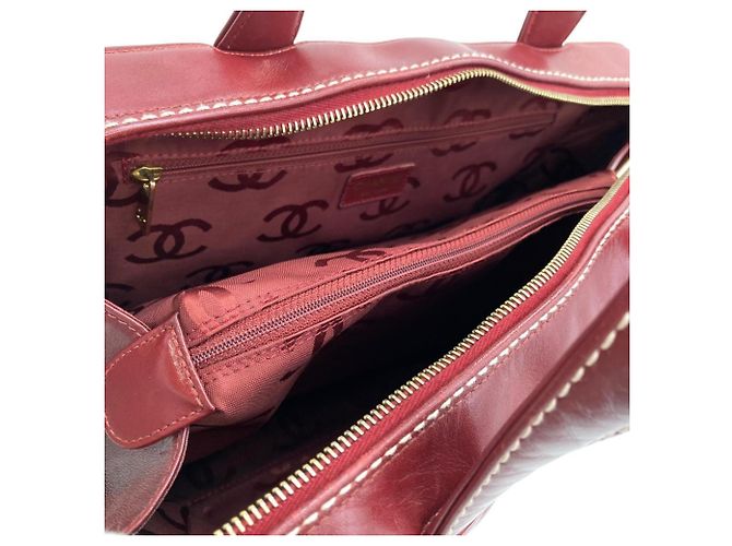Borsa Chanel Coco Mark Wild Stitch Rosso Bordò - vista 8