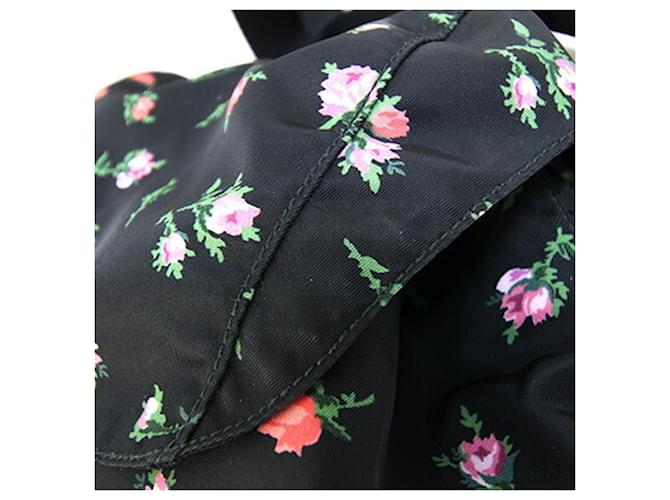 Prada Floral Pattern Backpack Black Pink White - view 5