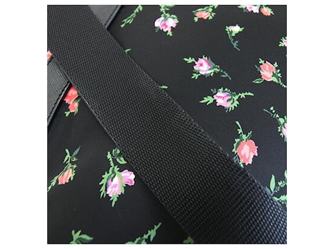 Prada Floral Pattern Backpack Black Pink White - view 6