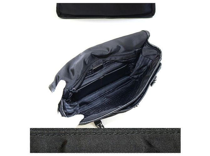 Borsa a tracolla Prada in nylon nero VA0768 Bianco - vista 2