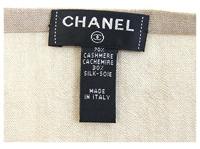 Chanel Kaschmir-Seiden-Schal Braun Rot Beige Hellbraun Marineblau - Ansicht 3