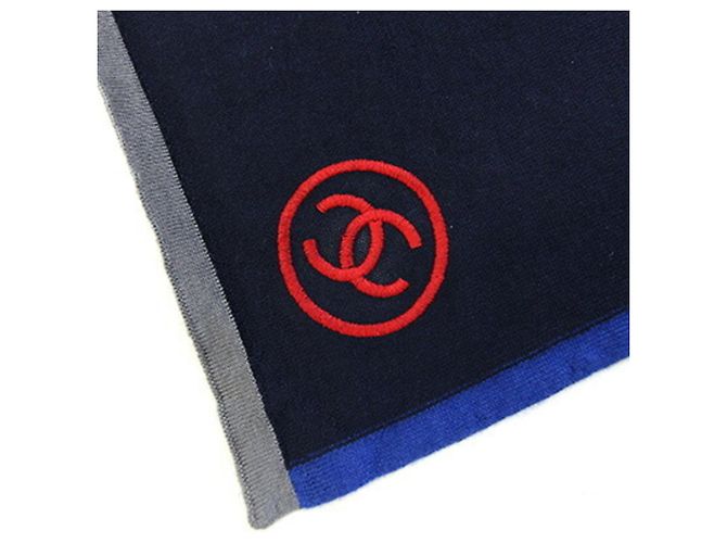 Chanel Kaschmir-Seiden-Schal Braun Rot Blau Beige Marineblau - Ansicht 2