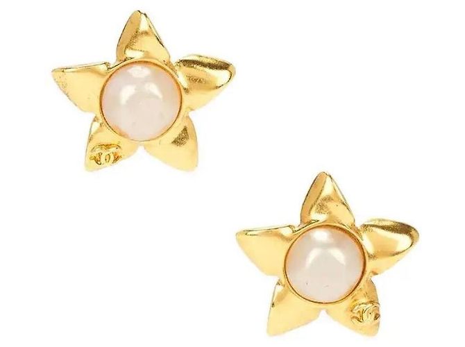 Orecchini Chanel Stella Perla Dorata Bianco D'oro - vista 3