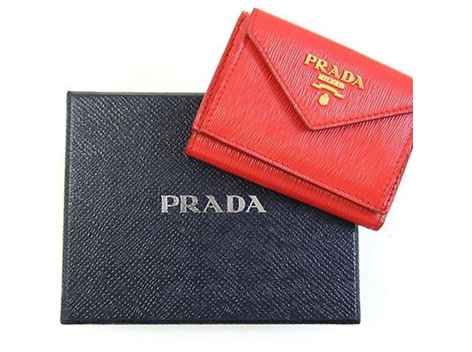 Cartera Prada Tri-fold 1MH021 en cuero rojo Roja - vista 10