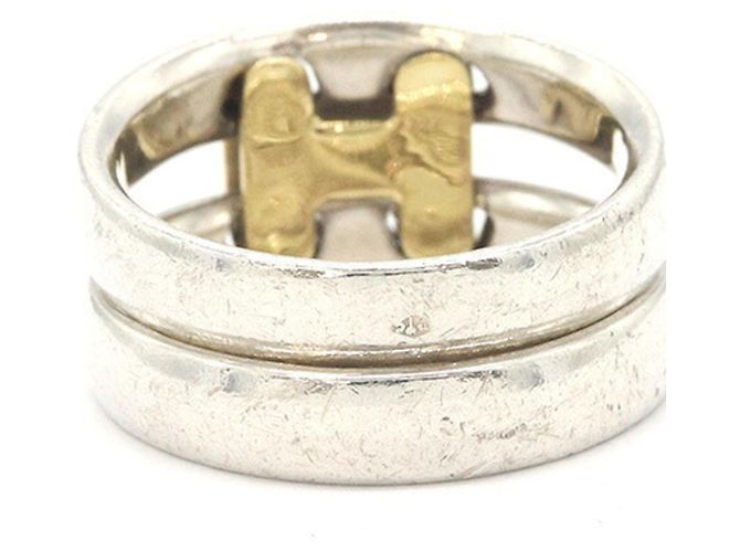 Hermès Olympe Ring Silber und Gelbgold Schwarz Gelb - Ansicht 2