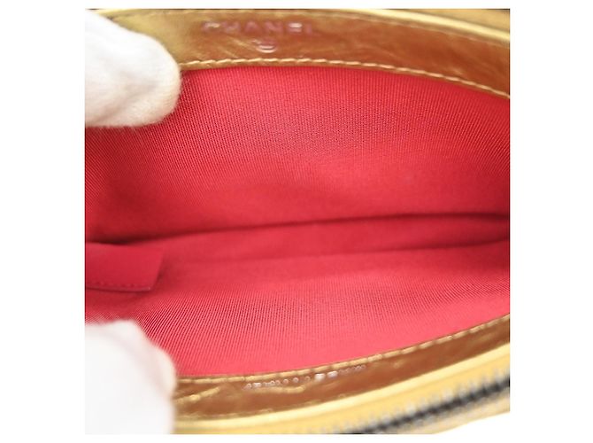 Chanel Gabrielle Double Zip Clutch mit Kette aus gestepptem, gealtertem Kalbsleder Golden - Ansicht 3