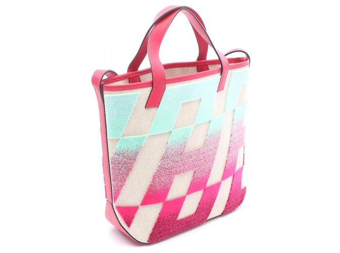 Hermès Borsa Tote Hermes H Ambier PM Rosa Multicolore Beige Crudo - vista 2