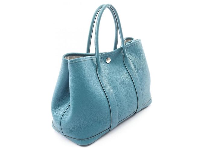 Hermès Borsa Tote Hermes Garden Party TPM Cobalt Blu Verde - vista 2
