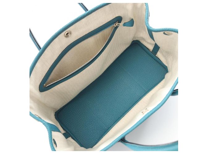Hermès Borsa Tote Hermes Garden Party TPM Cobalt Blu Verde - vista 3