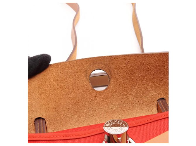 Hermès Borsa Hermes Herbag Zip PM Terre Batue Marrone Arancione - vista 11