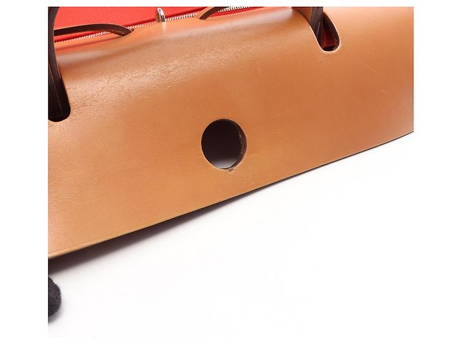 Hermès Borsa Hermes Herbag Zip PM Terre Batue Marrone Arancione - vista 12