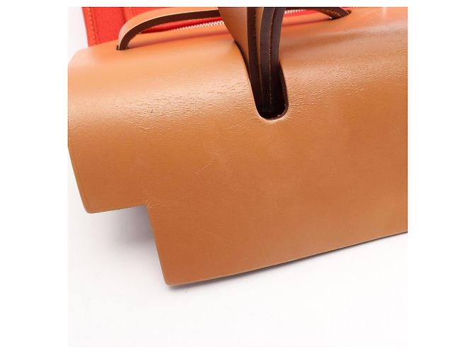 Hermès Borsa Hermes Herbag Zip PM Terre Batue Marrone Arancione - vista 13