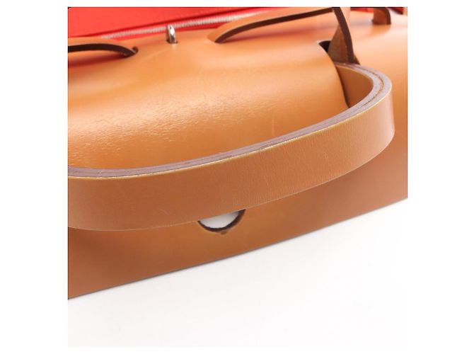 Hermès Borsa Hermes Herbag Zip PM Terre Batue Marrone Arancione - vista 14