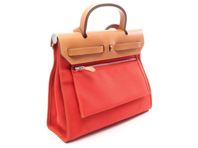 Hermès Borsa Hermes Herbag Zip PM Terre Batue Marrone Arancione - vista 2