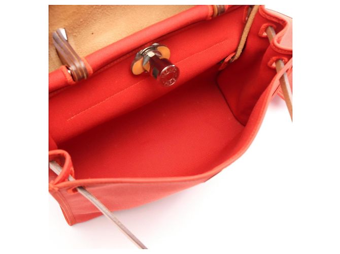 Hermès Borsa Hermes Herbag Zip PM Terre Batue Marrone Arancione - vista 3
