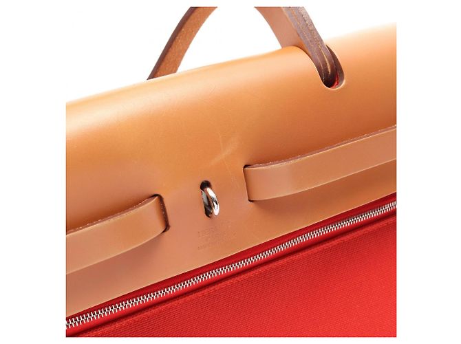 Hermès Borsa Hermes Herbag Zip PM Terre Batue Marrone Arancione - vista 6