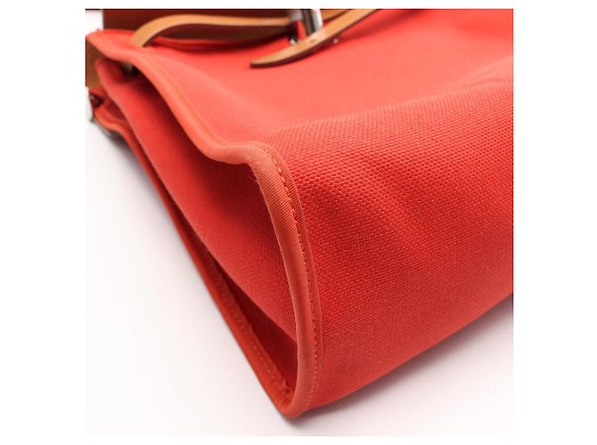 Hermès Borsa Hermes Herbag Zip PM Terre Batue Marrone Arancione - vista 8