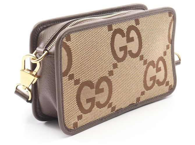 Borsa Mini Gucci Jumbo GG Marrone Beige - vista 2