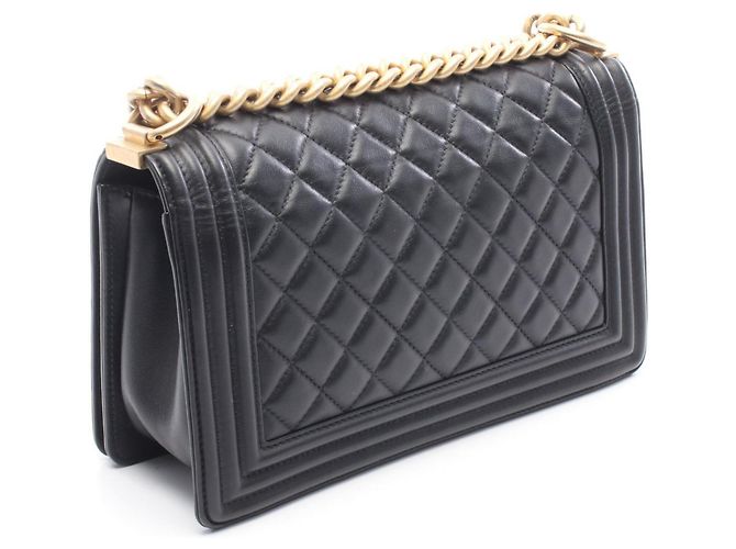 Borsa a tracolla Chanel Boy in pelle d'agnello nera Nero - vista 2
