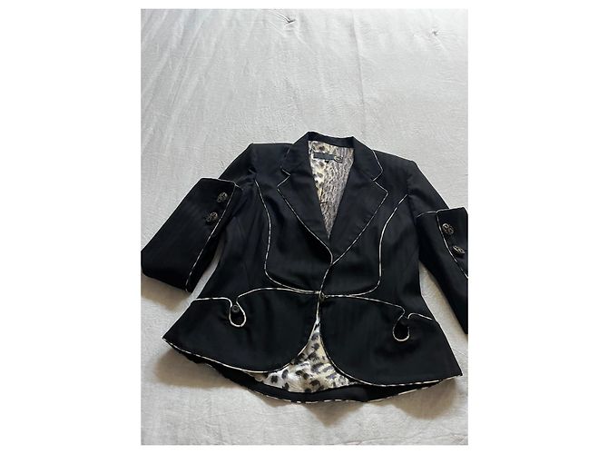 Just Cavalli Blazer nero con fodera leopardata - vista 11