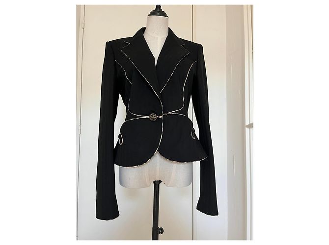 Just Cavalli Blazer nero con fodera leopardata - vista 2