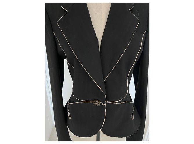 Just Cavalli Blazer nero con fodera leopardata - vista 3