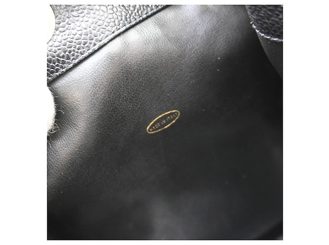 Chanel Vintage CC Drawstring Chain Leather Small Nero - vista 4