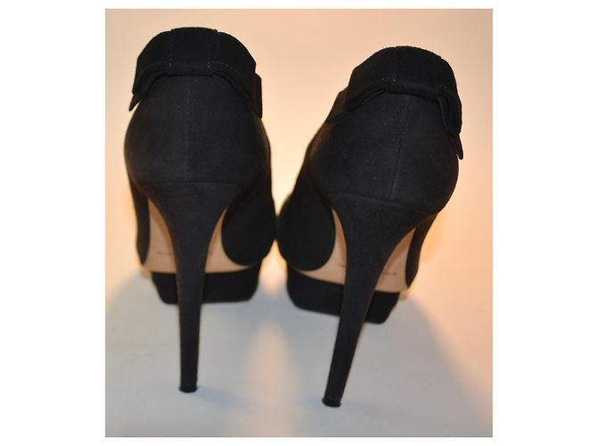 Décolleté Elisabetta Franchi in camoscio nero con fiocco - vista 3