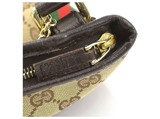 Borsa a tracolla Gucci in tela GG e pelle marrone Beige - vista 12