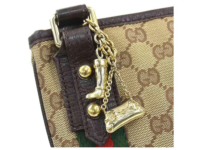 Borsa a tracolla Gucci in tela GG e pelle marrone Beige - vista 15