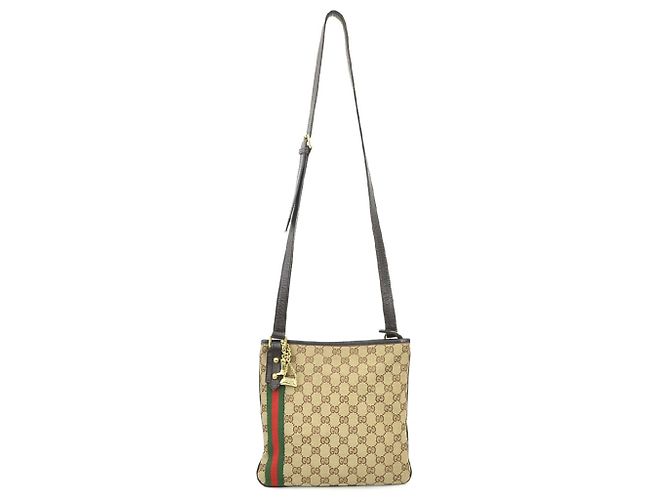 Borsa a tracolla Gucci in tela GG e pelle marrone Beige - vista 18