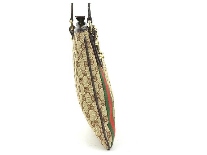 Borsa a tracolla Gucci in tela GG e pelle marrone Beige - vista 2