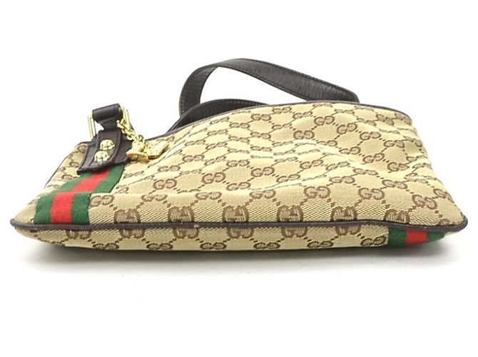Borsa a tracolla Gucci in tela GG e pelle marrone Beige - vista 4