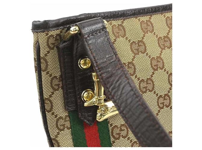 Borsa a tracolla Gucci in tela GG e pelle marrone Beige - vista 6