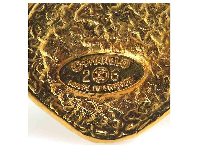 Broche Chanel Dourada e Azul Marinho Dourado - vista 13
