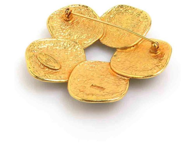 Broche Chanel Dourada e Azul Marinho Dourado - vista 4