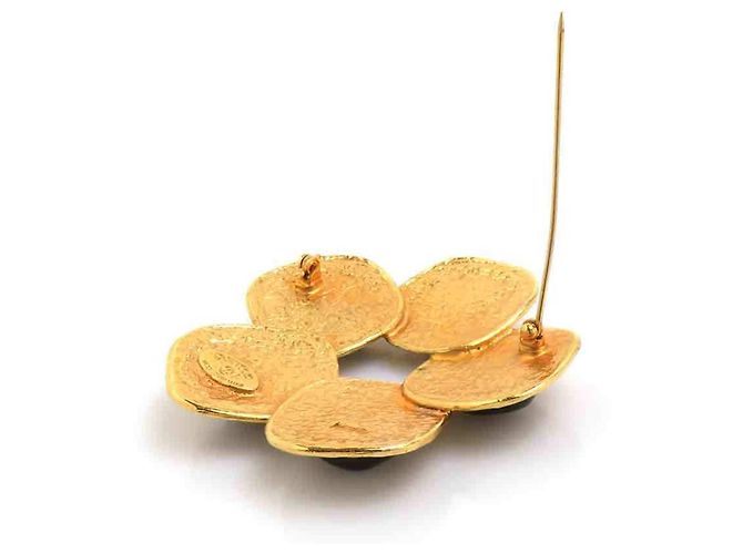 Broche Chanel Dourada e Azul Marinho Dourado - vista 6