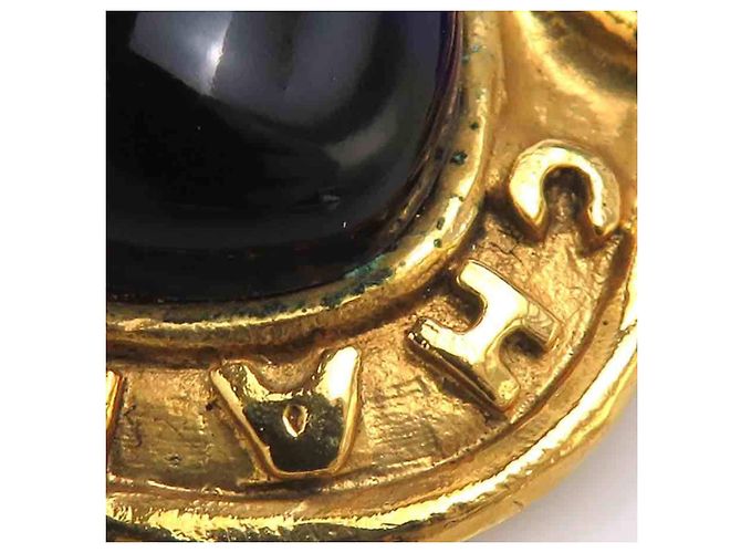 Broche Chanel Dourada e Azul Marinho Dourado - vista 8