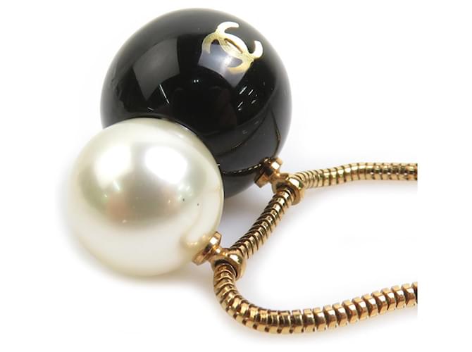 Collar Chanel Coco Mark Negro Blanco Dorado - vista 4