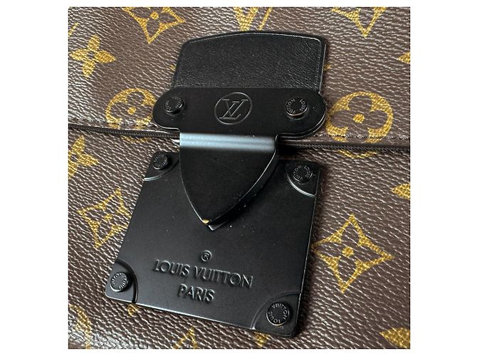 Borsa a tracolla Louis Vuitton Monogram Macassar Marrone Nero - vista 12
